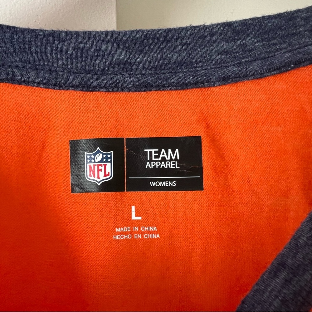 NFL Denver Broncos Raglan Sleeve Baseball T-shirt Long Orange Blue Women's Large - Picture 4 of 5